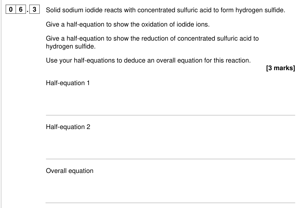 Question from 2023 As Paper 1 Q6.3 (3 marks)