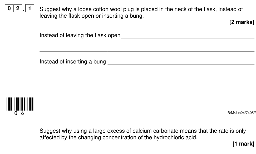 Question from 2024 A-Level Paper 3 Q2.1 (2 marks)
