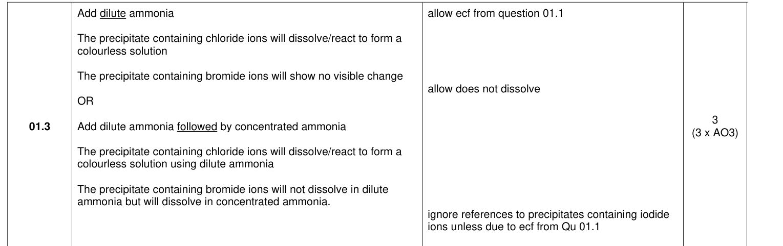 Mark scheme for 2024 As Paper 1 Q1.3 (3 marks)