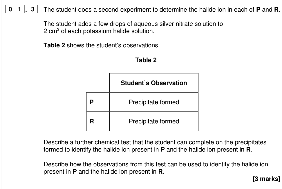 Question from 2024 As Paper 1 Q1.3 (3 marks)