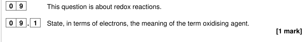 Question from 2024 As Paper 1 Q9.1 (1 marks)