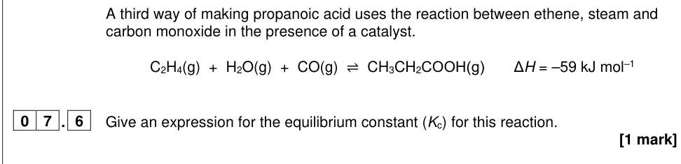 Question from 2024 As Paper 2 Q7.6 (1 marks)