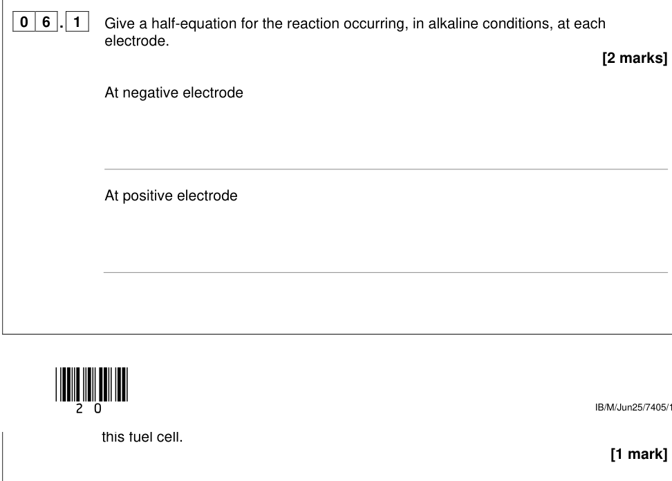 Question from 2025 A-Level Paper 1 Q6.1 (2 marks)