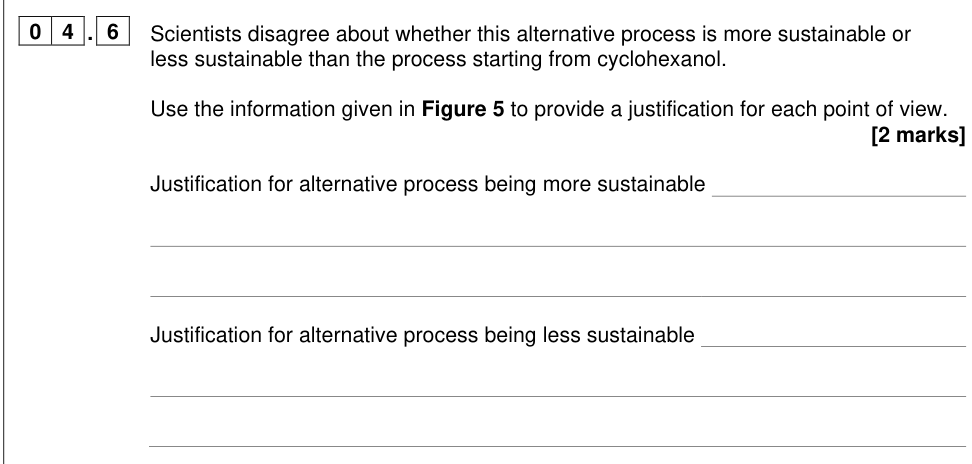 Question from 2025 A-Level Paper 2 Q4.6 (2 marks)
