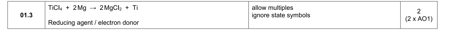 Mark scheme for 2025 As Paper 1 Q1.3 (2 marks)