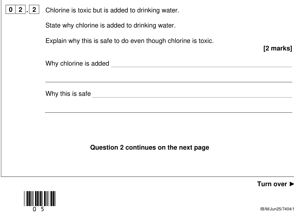 Question from 2025 As Paper 1 Q2.2 (2 marks)