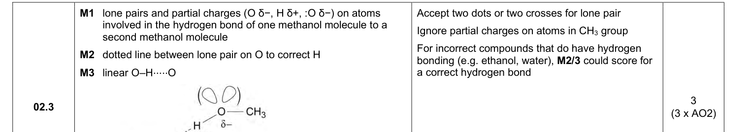 Mark scheme for 2025 As Paper 2 Q02.3 (3 marks)