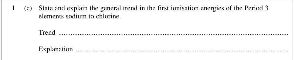 Question from January 2010 As Unit 1 Q1(c) (3 marks)