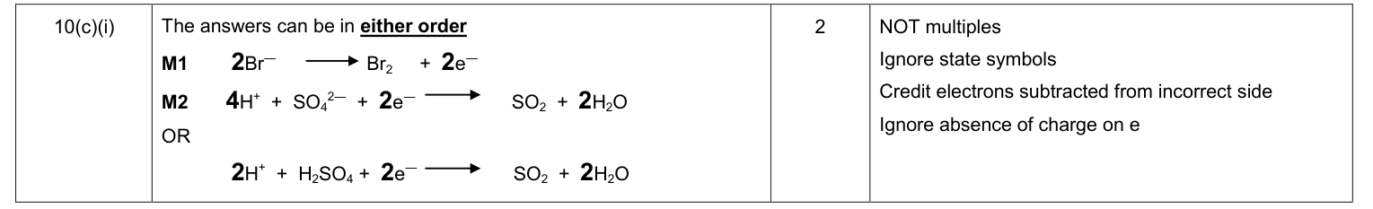 Mark scheme for January 2011 As Unit 2 Q10(c)(i) (2 marks)