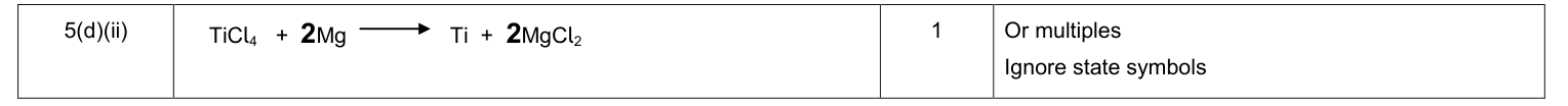 Mark scheme for January 2011 As Unit 2 Q5(d)(ii) (1 marks)
