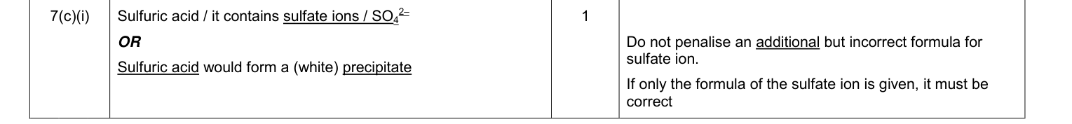 Mark scheme for January 2012 As Unit 2 Q7(c)(i) (1 marks)