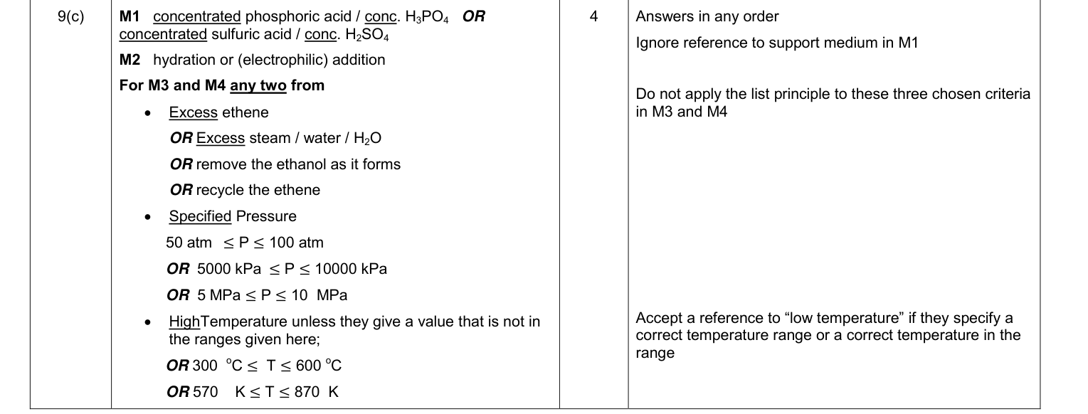 Mark scheme for January 2012 As Unit 2 Q9(c) (4 marks)
