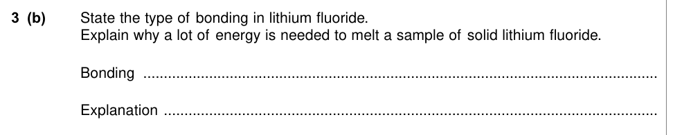 Question from January 2013 As Unit 1 Q3(b) (3 marks)