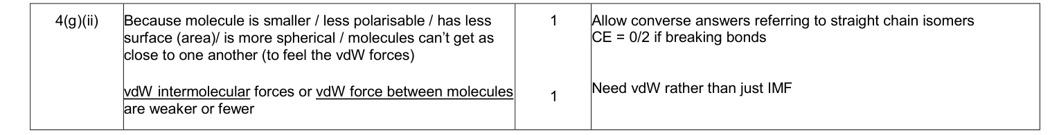 Mark scheme for January 2013 As Unit 1 Q4(g)(ii) (2 marks)