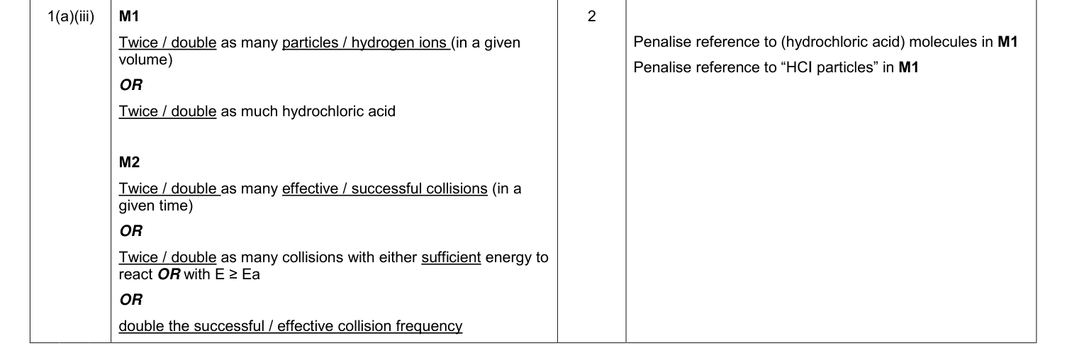 Mark scheme for January 2013 As Unit 2 Q1(a)(iii) (2 marks)