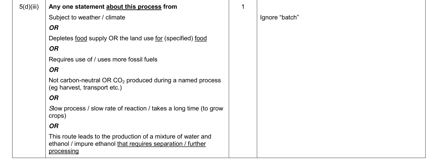 Mark scheme for January 2013 As Unit 2 Q5(d)(iii) (1 marks)