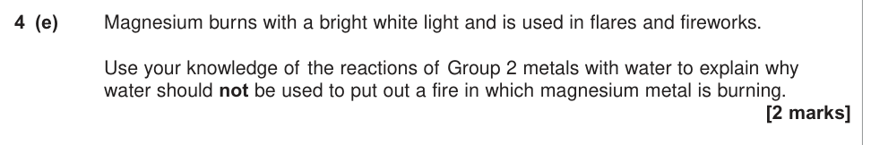 Question from Legacy Unit 2, June 2014 Q4(e) (2 marks)