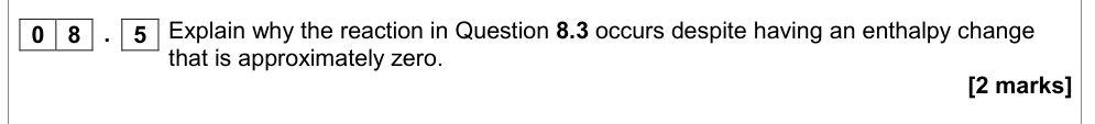 Question from Specimen A-Level Paper 1 Q8.5 (2 marks)