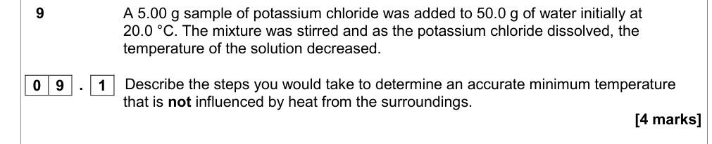 Question from Specimen A-Level Paper 1 Q9.1 (4 marks)