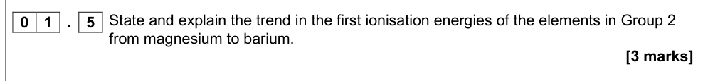 Question from Specimen As Paper 1 Q1.5 (3 marks)