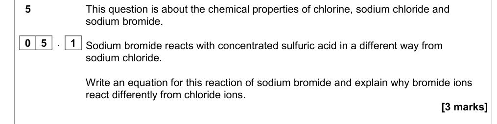 Question from Specimen As Paper 1 Q5.1 (3 marks)