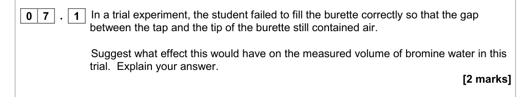 Question from Specimen As Paper 2 Q7.1 (2 marks)